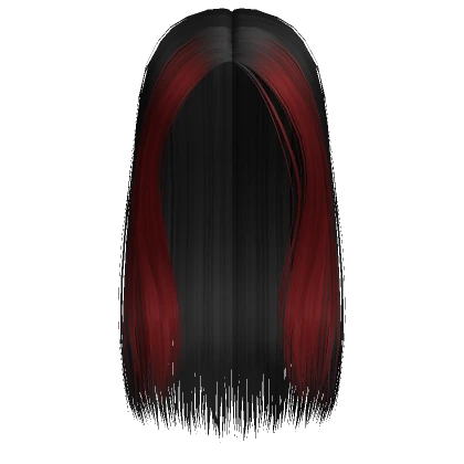 Sleek Two-Tone Middle Part in Black & Red