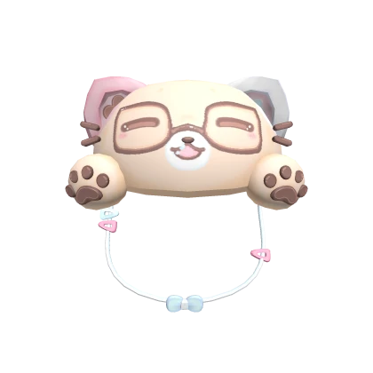 Kawaii Nerd Kitty Plush Hat in Tan