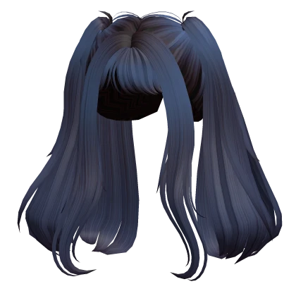 Soft Loose Princess Long Bangs Pigtails Dark Blue