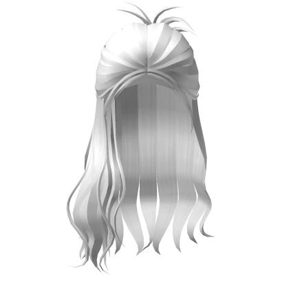 Soft Long Wavy Half-Up Bun Hair (White)