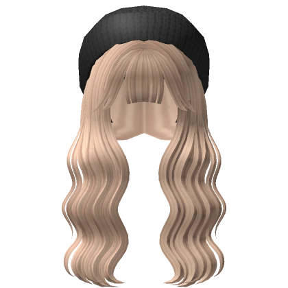 Long Over the Shoulder Wavy w/ Beanie (Blonde)