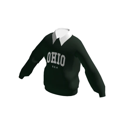 Oversized Y2K Sweater with Collar - Green