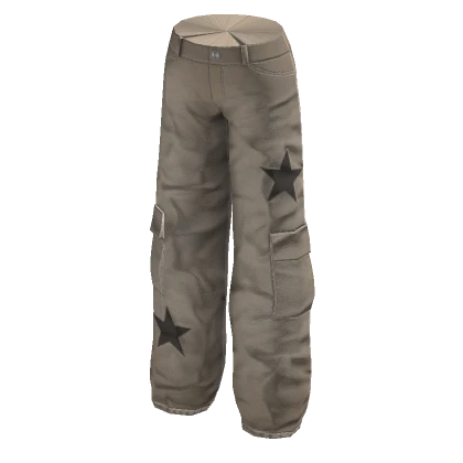 Y2K Beige star baggy low-rise Pants