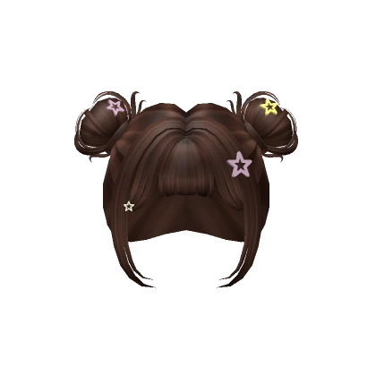 Pigtail Hair Fluffy Bun w/ Stars in Brown