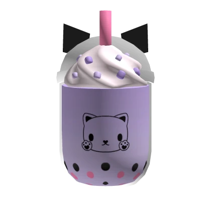 ♡ kawaii kitty purple boba tea