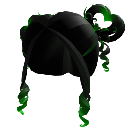 Heart Bun Pigtails / Black and Green
