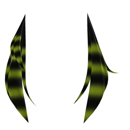 Asymmetrical black & toxic green raccoon tails