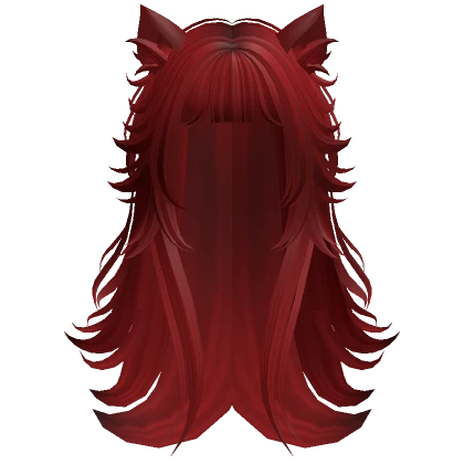 Anime Wolfcut w/ Bangs & Cat Ears (Red)