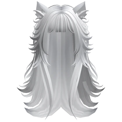 Anime Wolfcut w/ Bangs & Cat Ears (White)