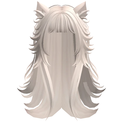 Anime Wolfcut w/ Bangs & Cat Ears (Beige)