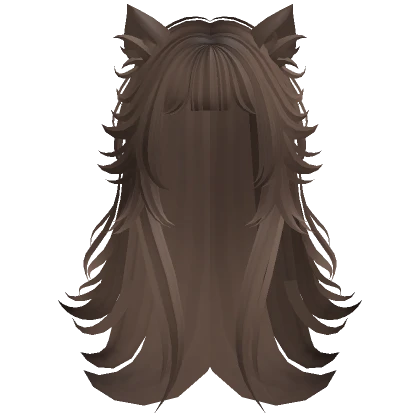 Anime Wolfcut w/ Bangs & Cat Ears (Light Brown)