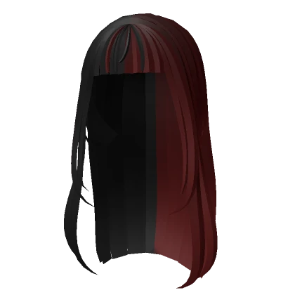 Split Long Straight Hime Cut Hair / Red and Black