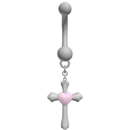 ♡ : pink heart cross belly piercing 