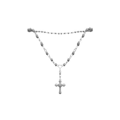 ♡ : 1.0 silver heart cross rosary necklace (fav)