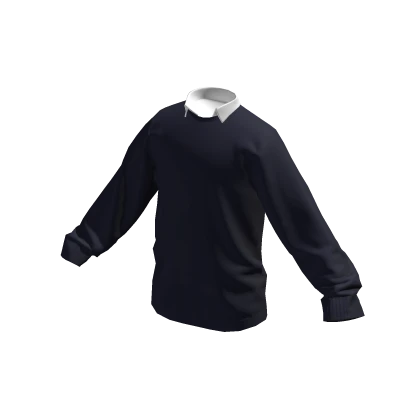 Navy Blue Sweater Over White Shirt