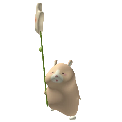 Chubby Cute Beige Hamster Pet with Yellow Flower