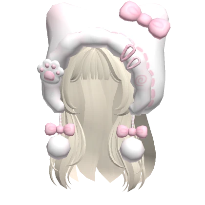 ♡ beige kawaii layered hair with kitty hood