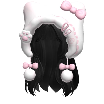 ♡ black kawaii layered hair with kitty hood