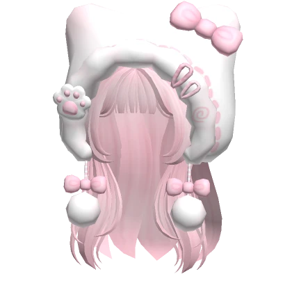 ♡ pink kawaii layered hair with kitty hood