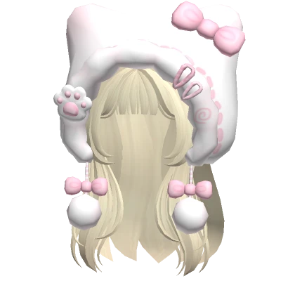 ♡ soft blonde kawaii layered hair with kitty hood