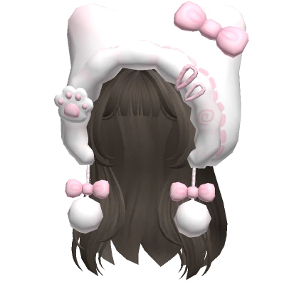 ♡ brown kawaii layered hair with kitty hood