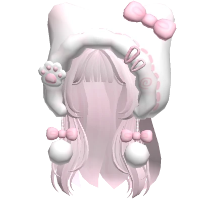 ♡ light pink kawaii layered hair with kitty hood