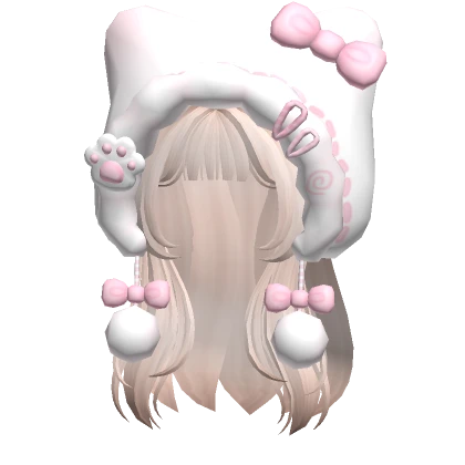 ♡ platinum blonde kawaii layered hair kitty hood