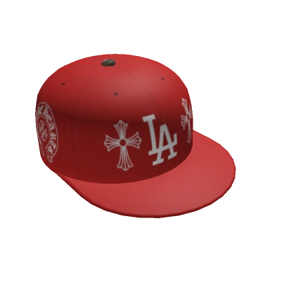 Red Chrome Heart Fitted Cap