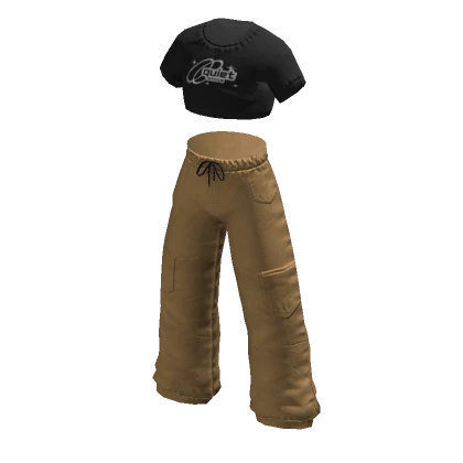 ʚ y2k crop top w cargo pants black