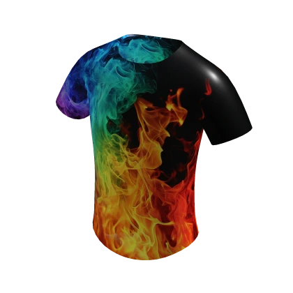 Epic Neon Rainbow Fire Flames Super Gamer Shirt