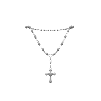 ♡ 3.0 silver heart cross rosary necklace ♡