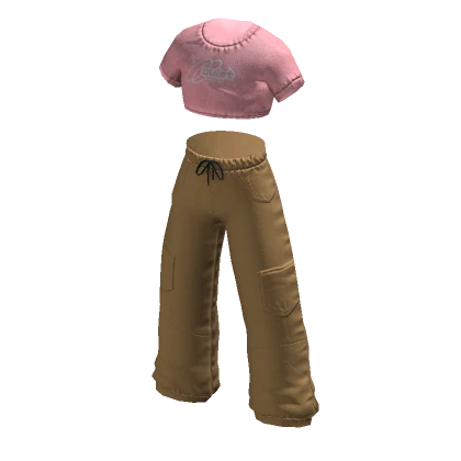 ʚ y2k crop top w cargo pants pink