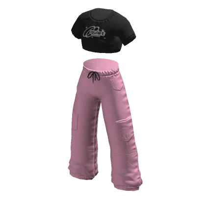 ʚ y2k crop top w pink cargo pants 