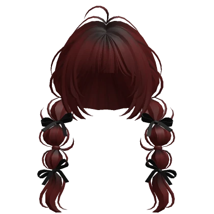 Bubble Braids w/ Ribbons(Dark Red)