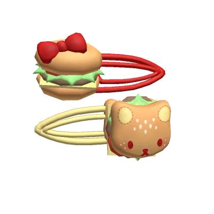 ♡ cute cat fast food burger hairclip