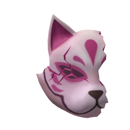 Half Pink Kitsune Mask