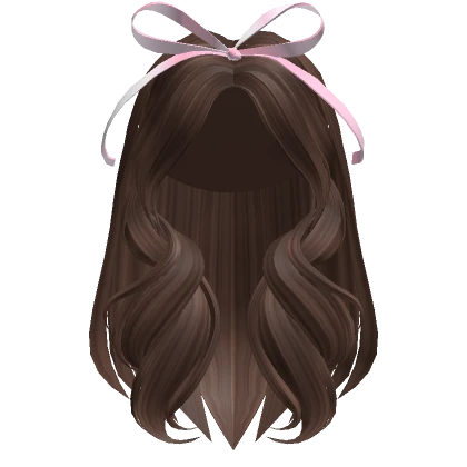 Long Layered Hair w/ Ribbon Bow (Brown)