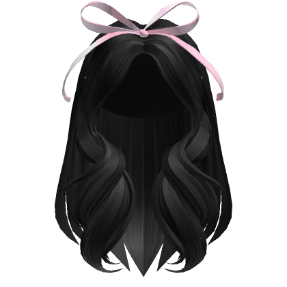 Long Layered Hair w/ Ribbon Bow (Black)