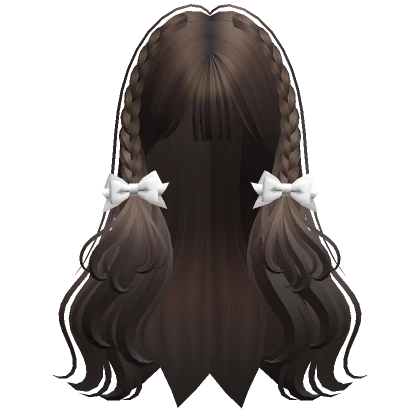 Cute Braided Hairstyle with Ribbons (Dark Brown)