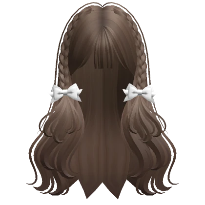 Cute Braided Hairstyle with Ribbons (Brown)