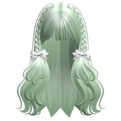 Cute Braided Hairstyle with Ribbons (Green)