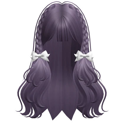 Cute Braided Hairstyle with Ribbons (Dark Purple)