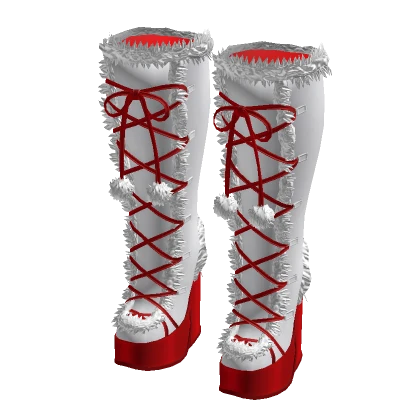 Fluffy Winter Platforms White Red (It Girl)