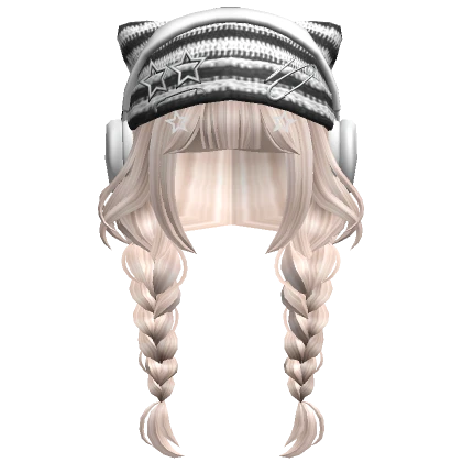 Grunge Braids w/ Cat Beanie(Platinum)