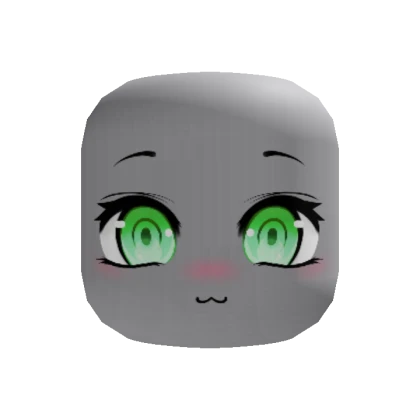 Green Cute Chibi Anime Girl Lashes Eyes Face