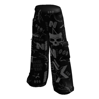 Stylized Black Cargo Pants