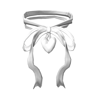 White Bow With Heart Choker 