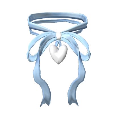 Blue Bow With Heart Choker 