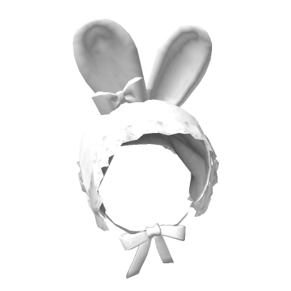 🍀Fluffy Bunny Hood w Bow Ribbon (White)