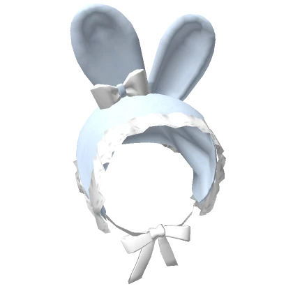 🍀Fluffy Bunny Hood w Bow Ribbon (Sky Blue)